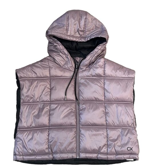 Calvin Klein Jackets & Blazers - Calvin Klein Performance Metallic Cropped Puffer Vest Size Large Lavender Boxy